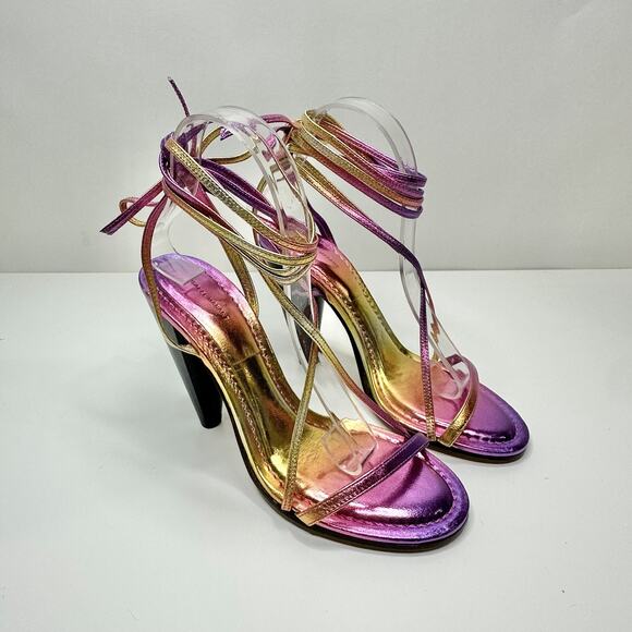 Isabel Marant Aliza 40/US 10 Strappy Ombre Metallic Pink Heel Sandals - Picture 4 of 12